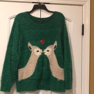 BLACK RIVET LADIES Lama soft heart green SWEATER